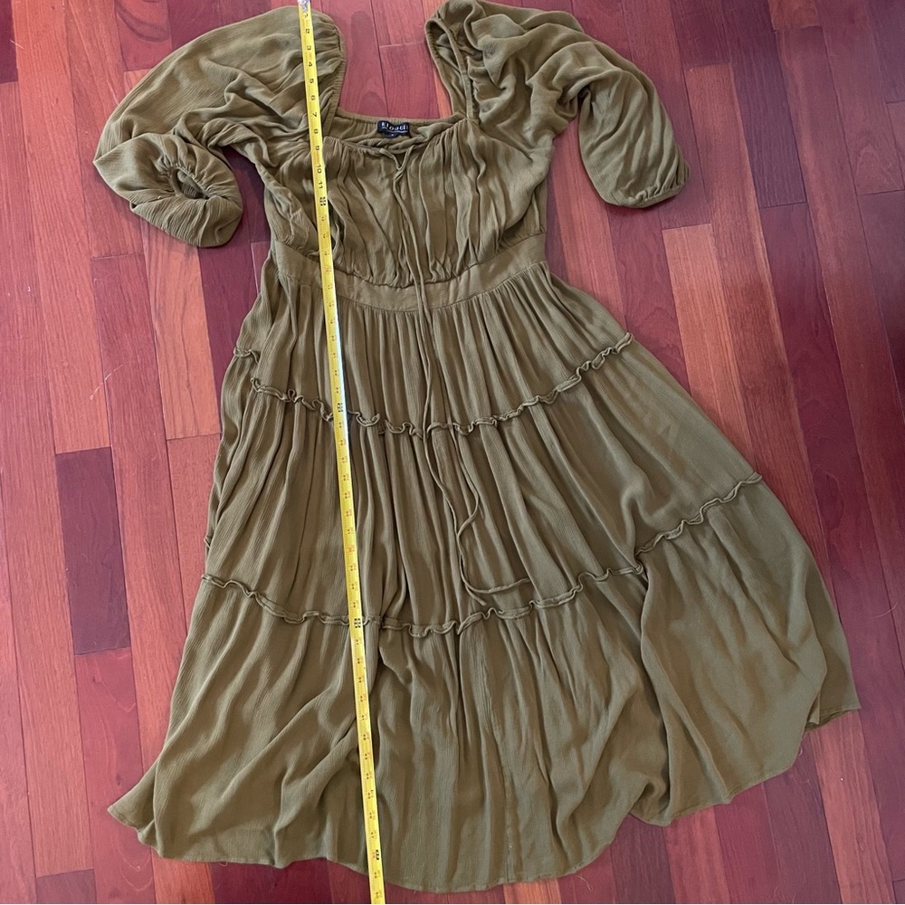 Eloquii Tiered Ruffle Maxi Dress Olive Green Size 14W - Picture 9 of 10